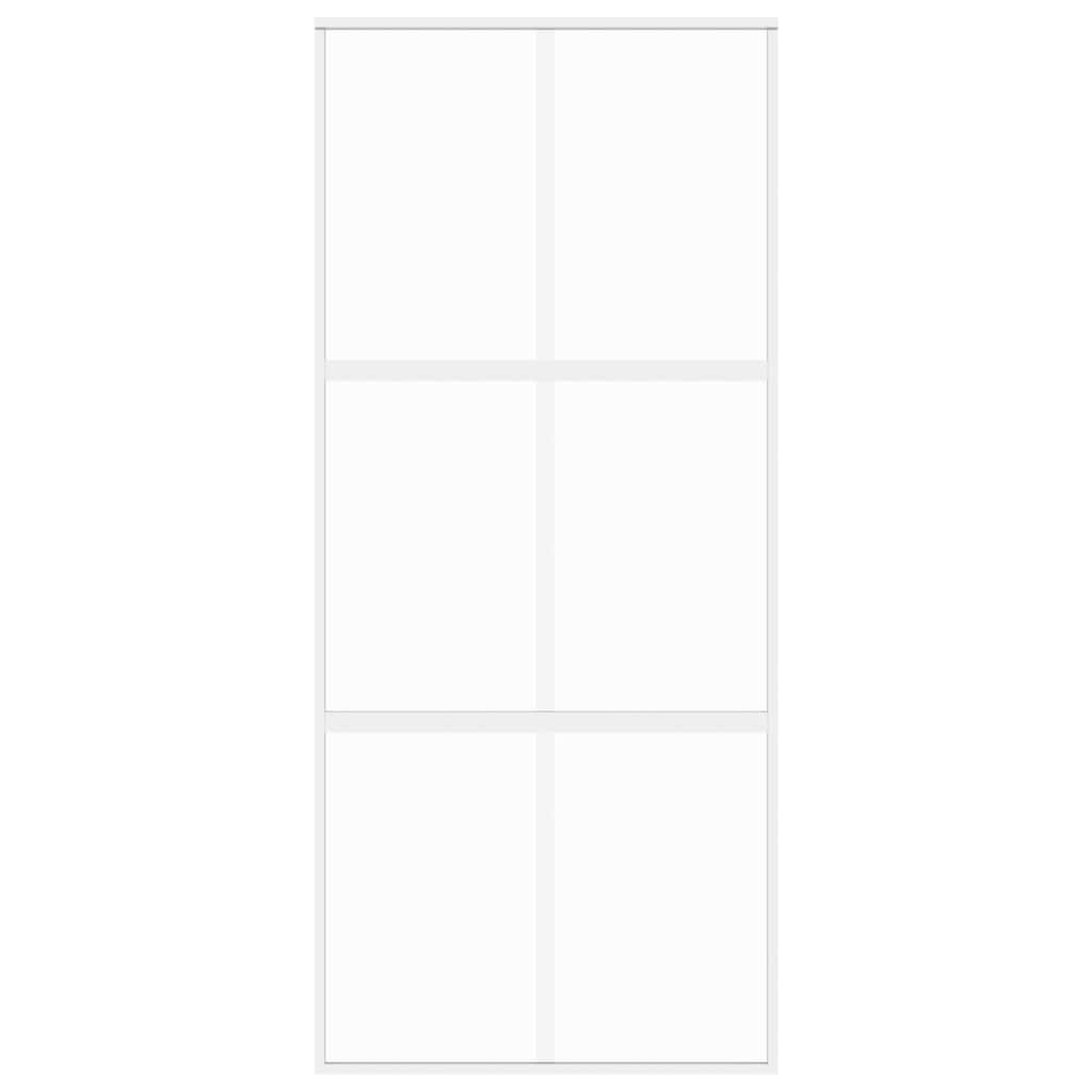 Συρόμενη Πόρτα Λευκή 90 x 205 εκ. από Ψημένο Γυαλί & Αλουμίνιο - PAKOBAZAAR