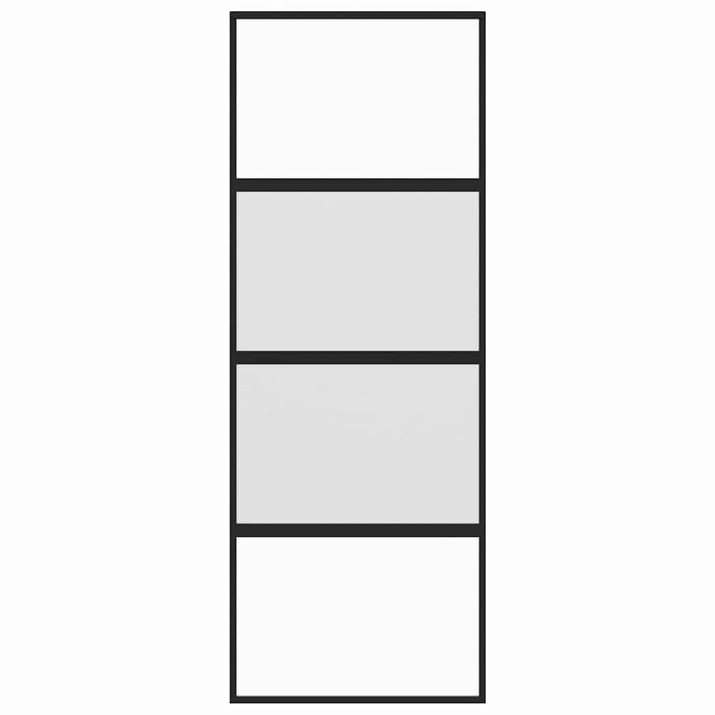 Συρόμενη Πόρτα Μαύρη 76 x 205 εκ. από Ψημένο Γυαλί / Αλουμίνιο - PAKOBAZAAR