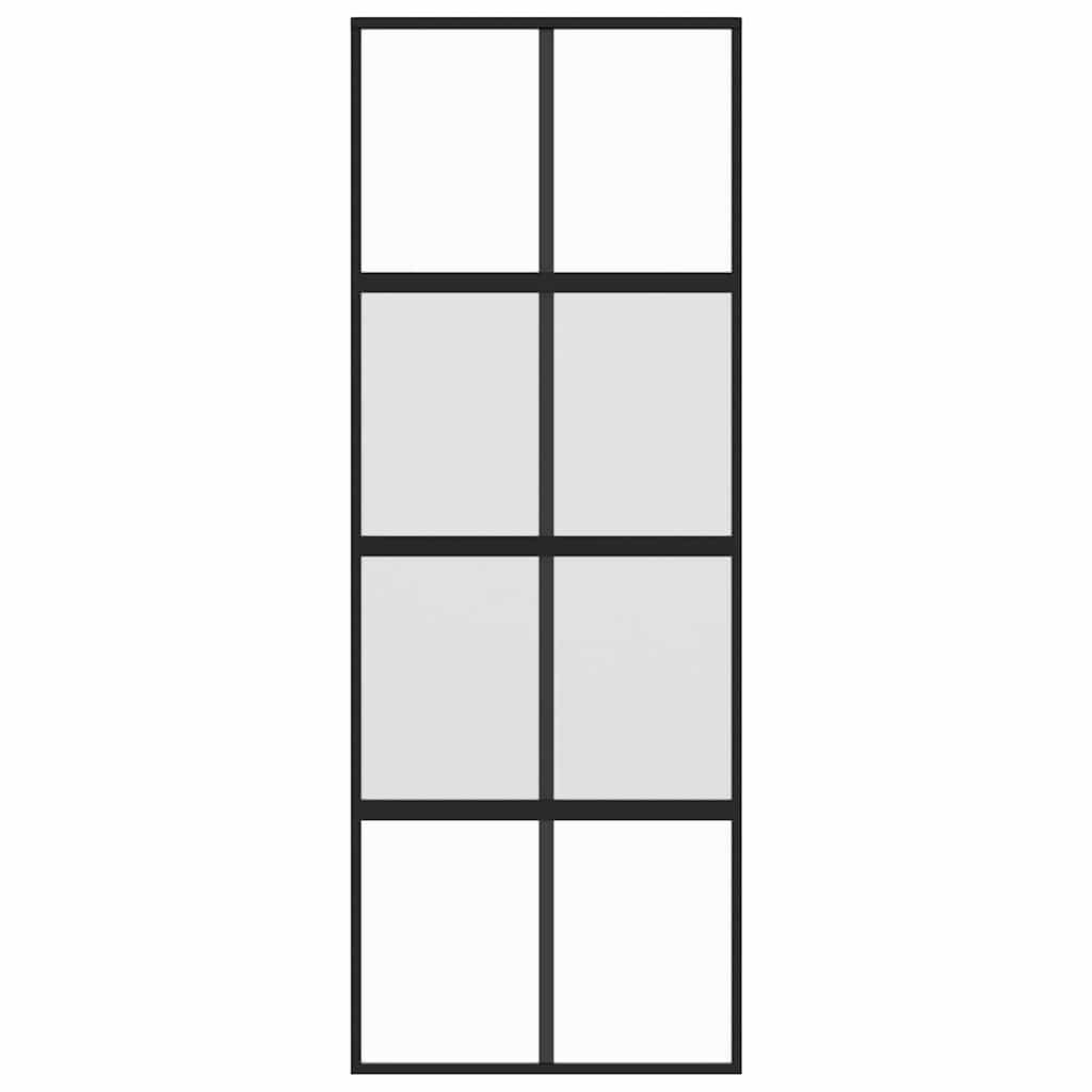 Συρόμενη Πόρτα Μαύρη 76 x 205 εκ. από Ψημένο Γυαλί / Αλουμίνιο - PAKOBAZAAR