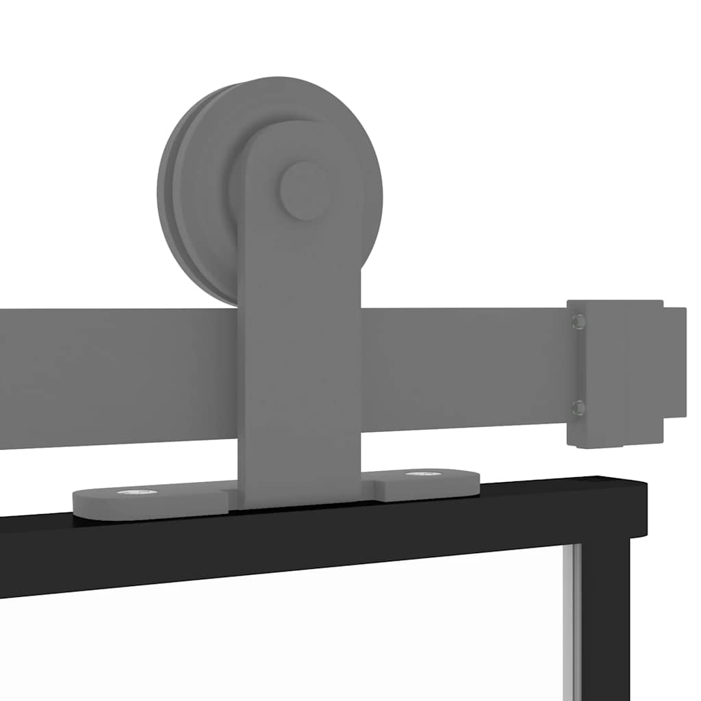 Συρόμενη Πόρτα Μαύρη 76 x 205 εκ. από Ψημένο Γυαλί / Αλουμίνιο - PAKOBAZAAR