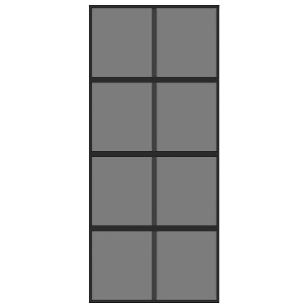 Συρόμενη Πόρτα Μαύρη 90 x 205 εκ. από Ψημένο Γυαλί & Αλουμίνιο - PAKOBAZAAR