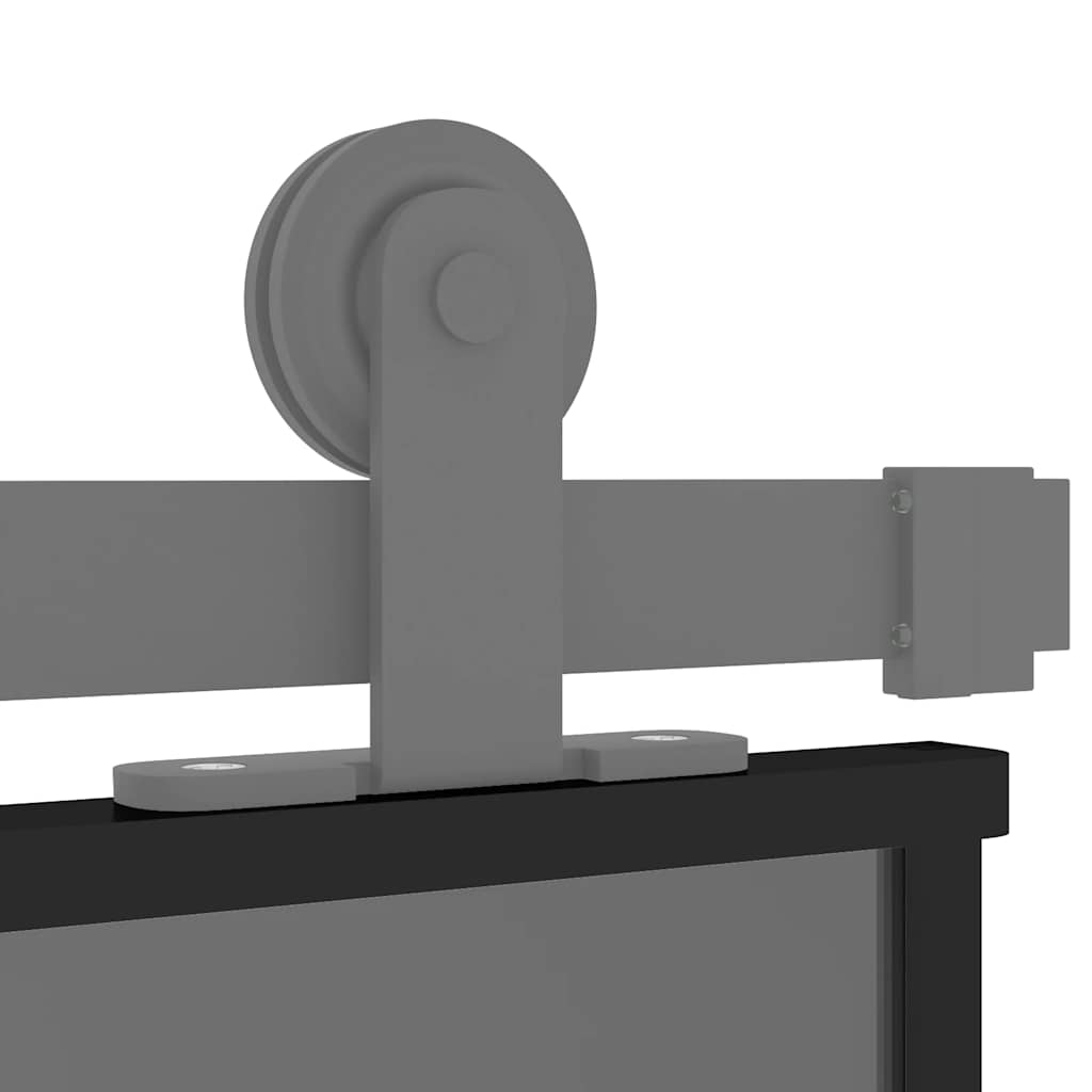 Συρόμενη Πόρτα Μαύρη 90 x 205 εκ. από Ψημένο Γυαλί & Αλουμίνιο - PAKOBAZAAR