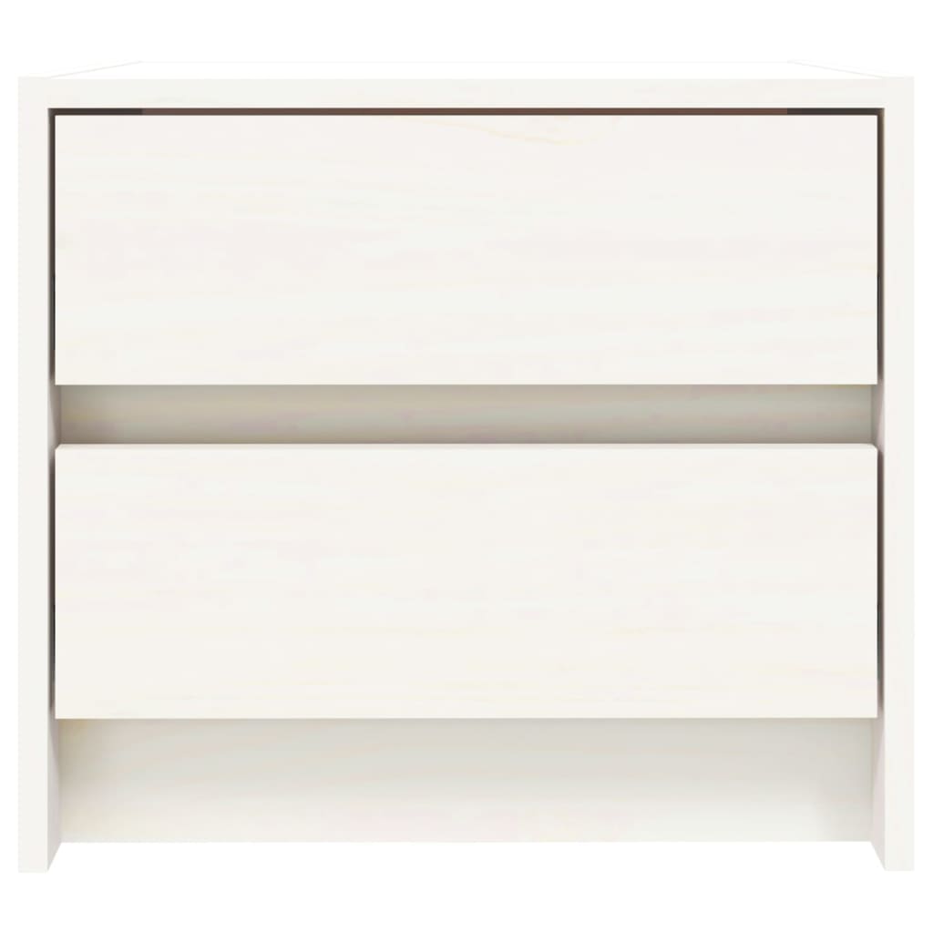 Κομοδίνα 2 τεμ. Λευκά 40 x 31 x 35,5 εκ. από Μασίφ Ξύλο Πεύκου - Pakobazaar