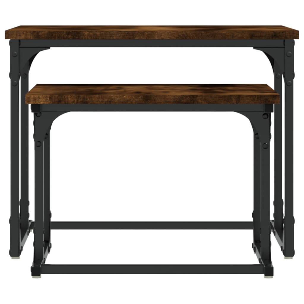 Τραπεζάκια Ζιγκόν 2 τεμ. Καπνιστή Δρυς από Επεξεργασμένο Ξύλο