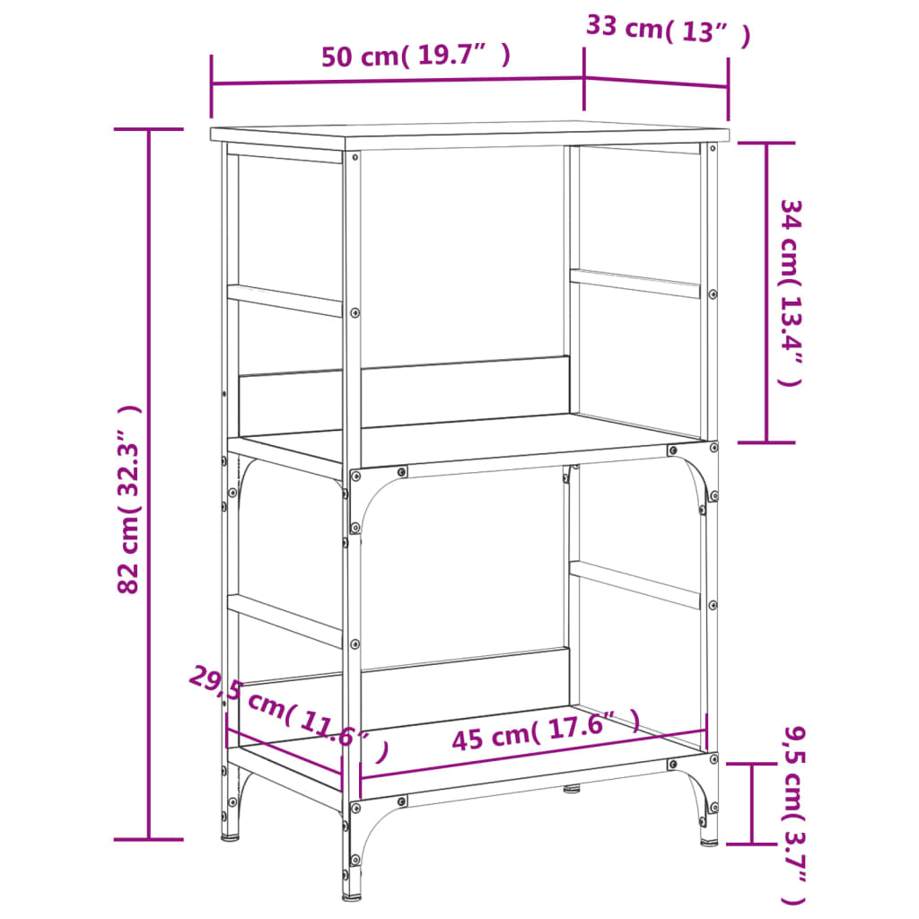 Βιβλιοθήκη Μαύρη 50 x 33 x 82 εκ. από Επεξεργασμένο Ξύλο