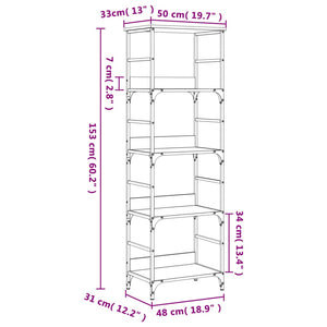 Βιβλιοθήκη Γκρι Sonoma 50x33x153 εκ. Επεξεργασμένο Ξύλο - Pakobazaar