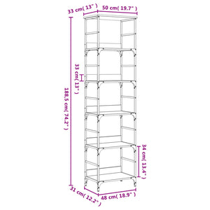 Βιβλιοθήκη Μαύρη 50x33x188,5 εκ. από Επεξεργασμένο Ξύλο