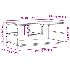 Τραπεζάκι Σαλονιού Γκρι Sonoma 90 x 49 x 40 εκ. Επεξεργ. Ξύλο - Pakobazaar