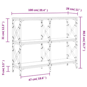 Τραπέζι Κονσόλα Sonoma Δρυς 100 x 28 x 80,5 εκ. Επεξεργ. Ξύλο - Pakobazaar