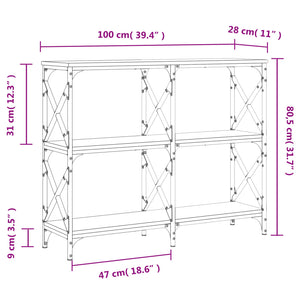 Τραπέζι Κονσόλα Γκρι Sonoma 100x28x80,5 εκ. Επεξεργασμένο Ξύλο - Pakobazaar