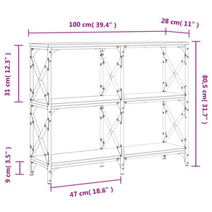Τραπέζι Κονσόλα Καφέ Δρυς 100x28x80,5 εκ. Επεξεργασμένο Ξύλο