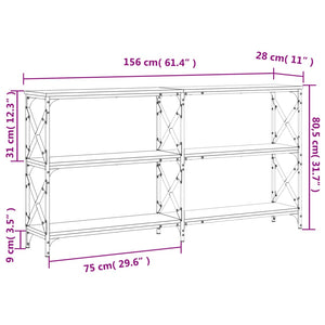 Τραπέζι Κονσόλα Καφέ Δρυς 156x28x80,5 εκ. Επεξεργασμένο Ξύλο