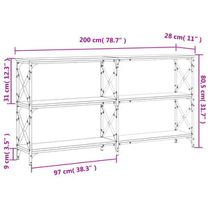 Τραπέζι Κονσόλα Μαύρο 200x28x80,5 εκ. Επεξεργασμένο Ξύλο