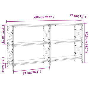 Τραπέζι Κονσόλα Καπνιστή Δρυς 200x28x80,5εκ. Επεξεργασμένο Ξύλο