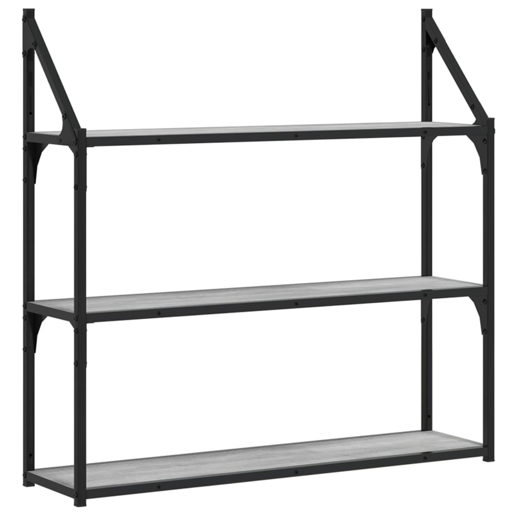 Ραφιέρα Τοίχου με 3 Ράφια Γκρι Sonoma Επεξεργ. Ξύλο