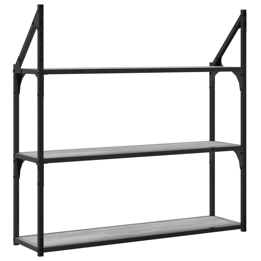 Ραφιέρα Τοίχου με 3 Ράφια Γκρι Sonoma Επεξεργ. Ξύλο