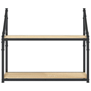 Ράφι Τοίχου 2 Επιπέδων από Ξύλο Sonoma Δρυς 60x21x51 εκ. από Τεχνητό Ξύλο - Pakobazaar