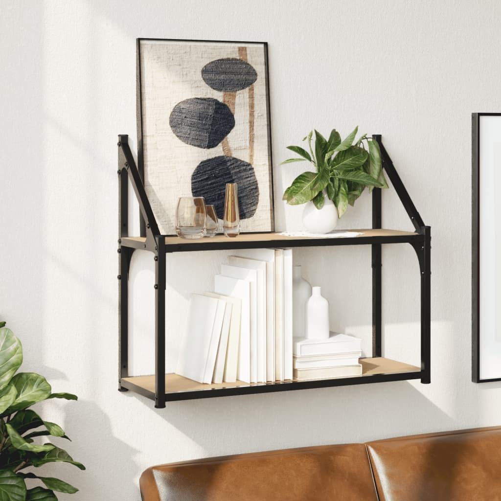 Ράφι Τοίχου 2 Επιπέδων από Ξύλο Sonoma Δρυς 60x21x51 εκ. από Τεχνητό Ξύλο - Pakobazaar
