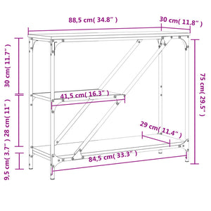 Τραπέζι Κονσόλα Sonoma Δρυς 88,5x30x75 εκ. Επεξεργασμένο Ξύλο - Pakobazaar