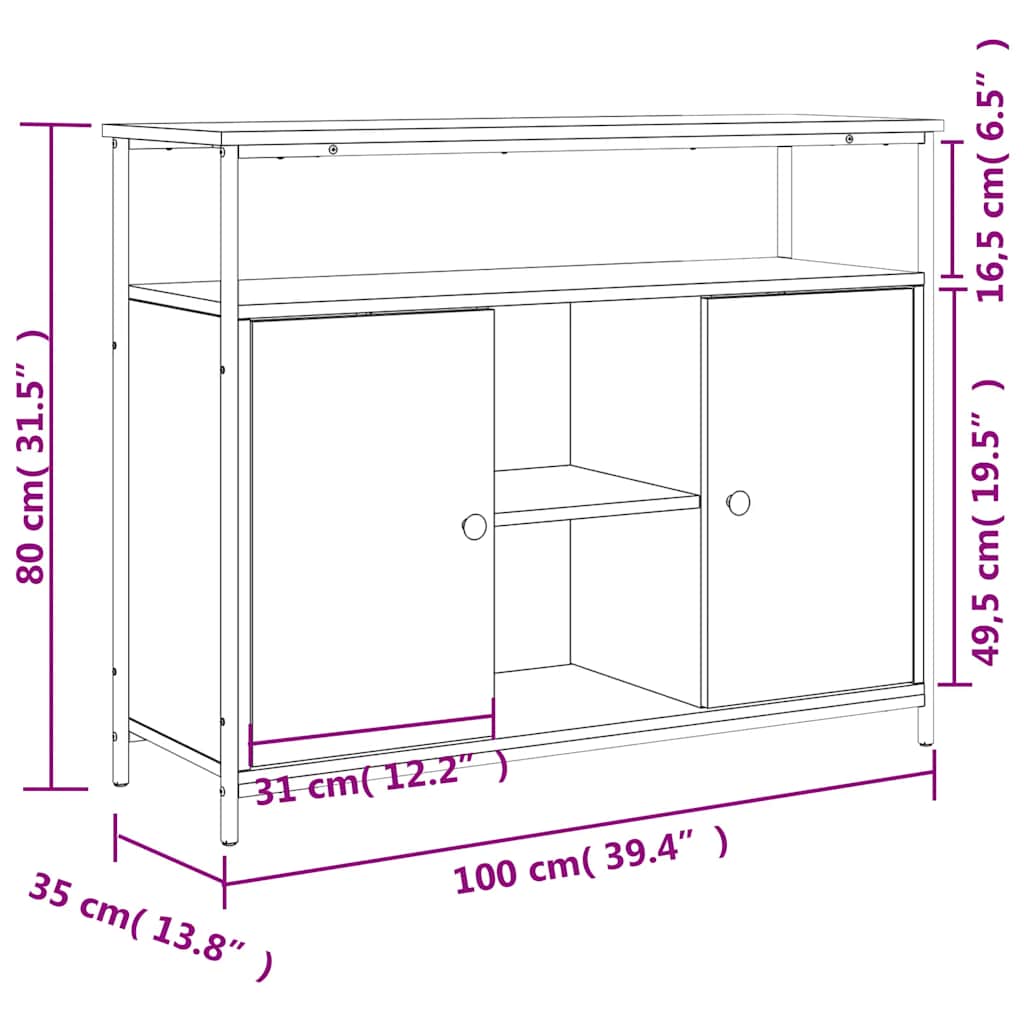 Μπουφές Μαύρος 100x35x80 εκ. από Επεξεργασμένο Ξύλο