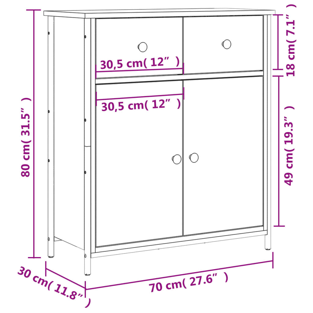 Ντουλάπι Sonoma Δρυς 70x30x80 εκ. Επεξεργασμένο Ξύλο