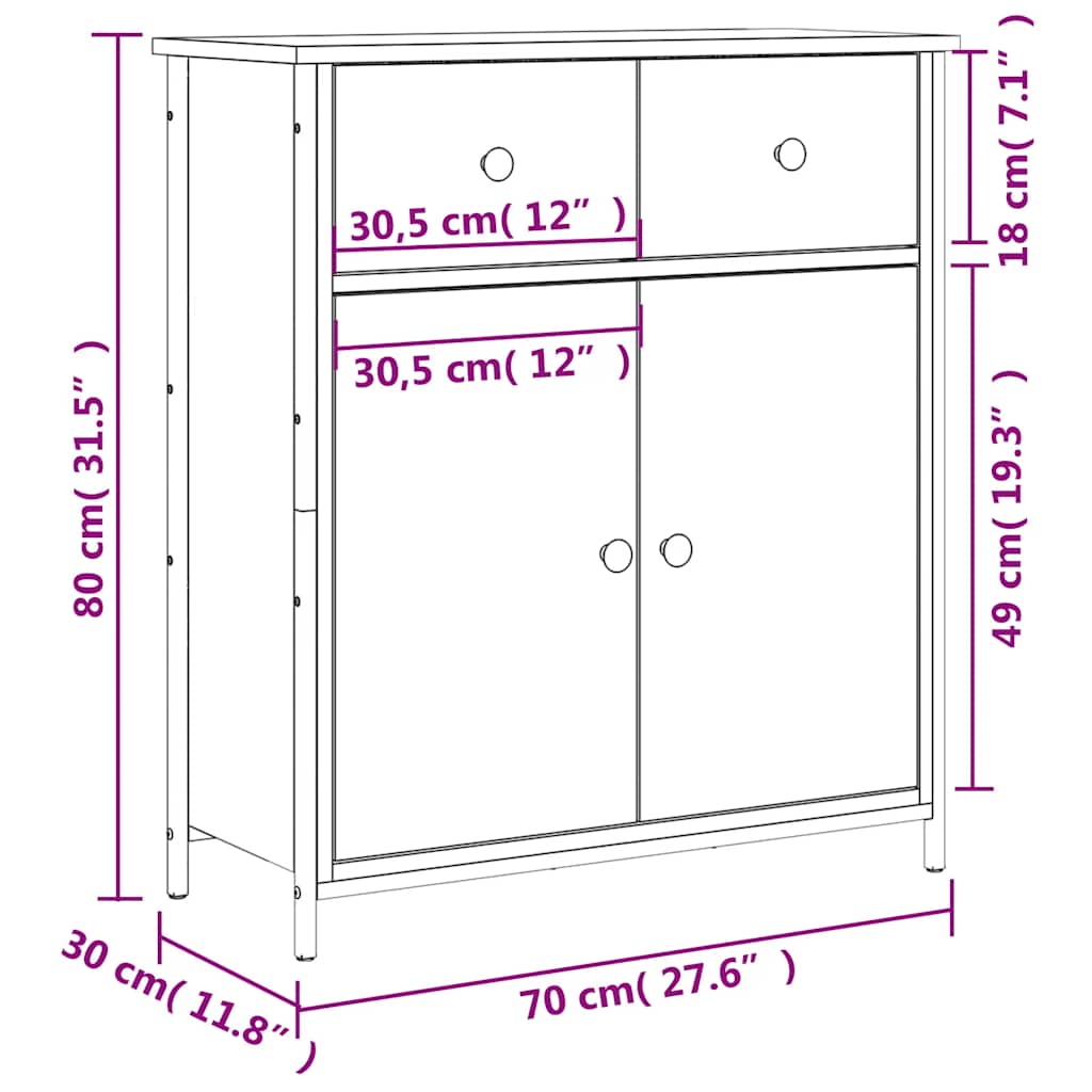 Ντουλάπι Γκρι Sonoma 70 x 30 x 80 εκ. από Επεξεργ. Ξύλο - Pakobazaar