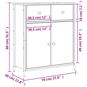 Ντουλάπι Γκρι Sonoma 70 x 30 x 80 εκ. από Επεξεργ. Ξύλο - Pakobazaar