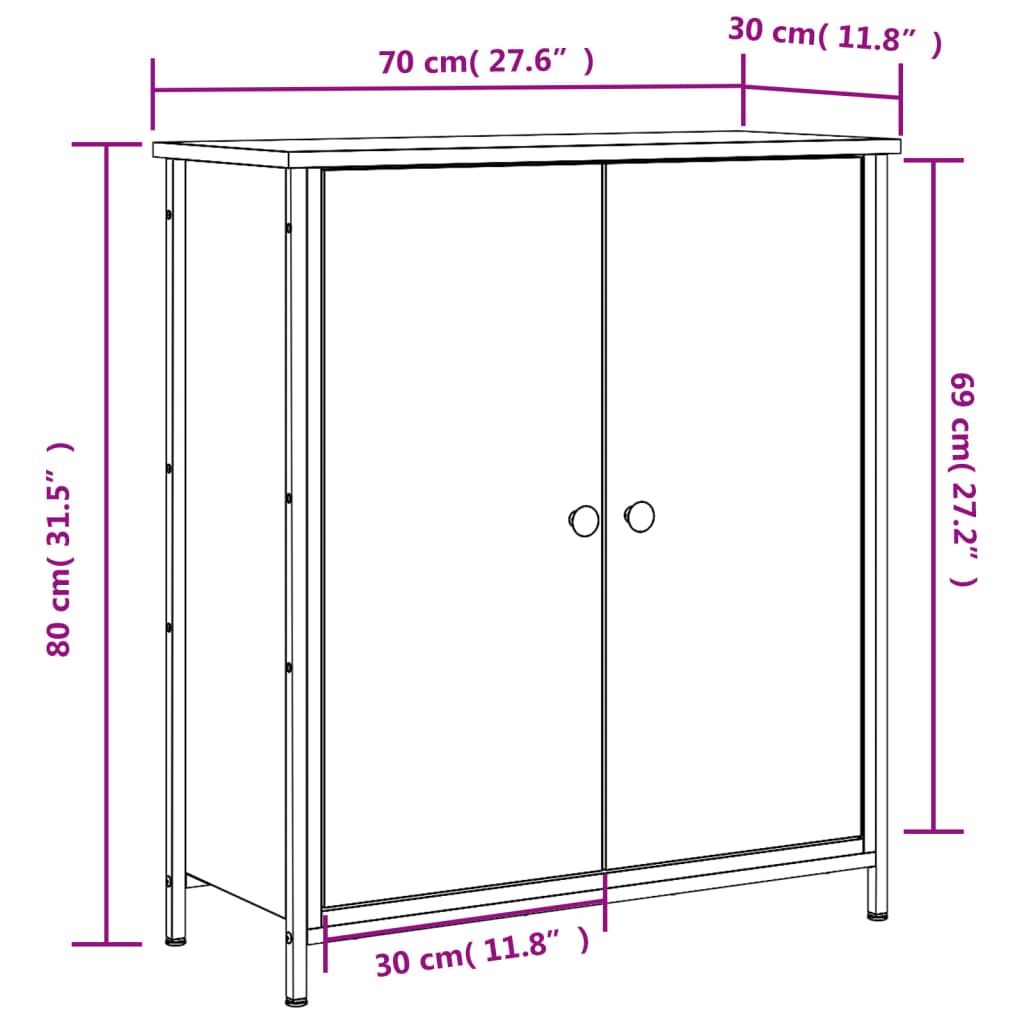 Ντουλάπι Καφέ Δρυς 70 x 30 x 80 εκ. από Επεξεργ. Ξύλο