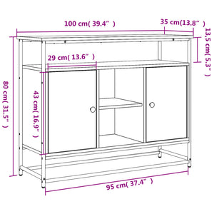 Μπουφές Μαύρος 100x35x80 εκ. από Επεξεργασμένο Ξύλο