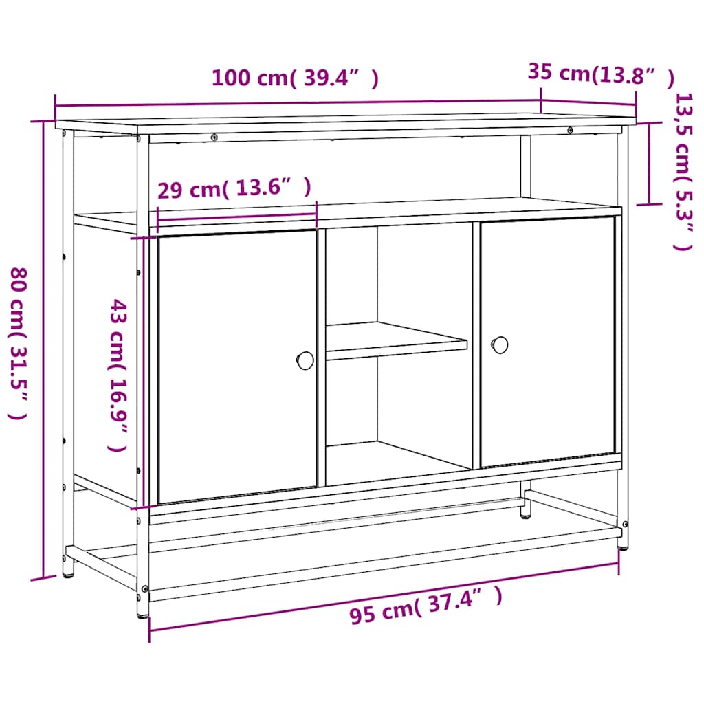 Ντουλάπι Sonoma δρυς 100x35x80 εκ. Επεξεργασμένο Ξύλο - Pakobazaar