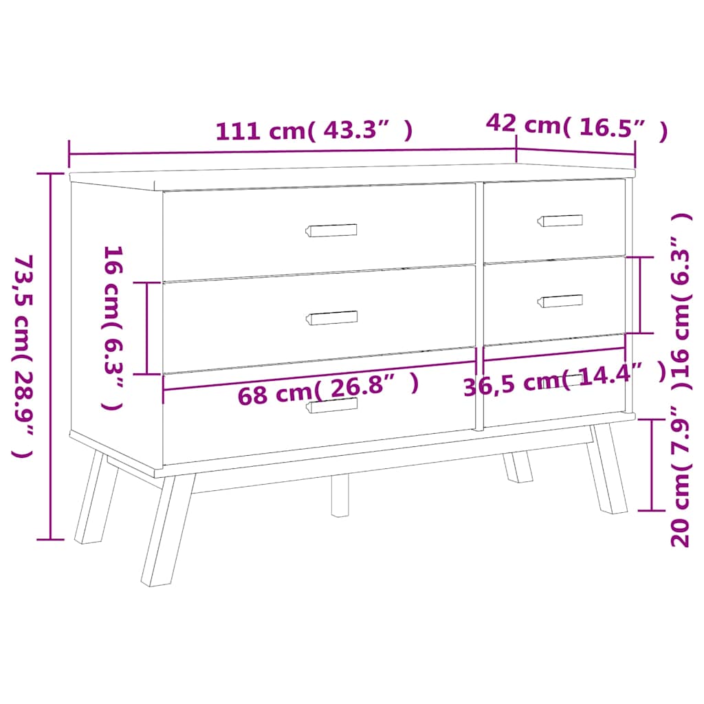 Συρταριέρα OLDEN Λευκή και Καφέ από Μασίφ Ξύλο Πεύκου