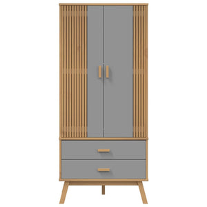 Ντουλάπα OLDEN Γκρι & Καφέ 76,5x53x172 εκ. Μασίφ Ξύλο Πεύκου - Pakobazaar