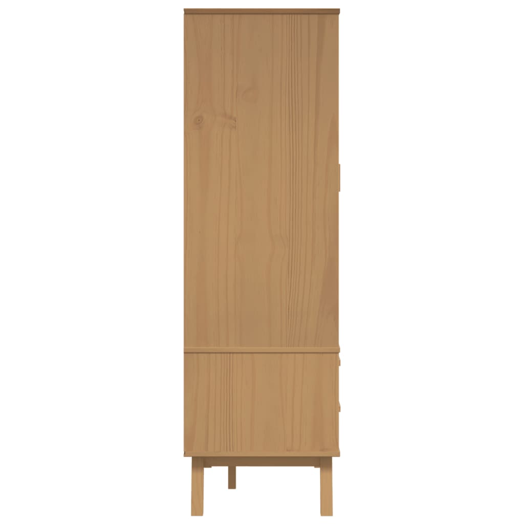 Ντουλάπα OLDEN Λευκό & Καφέ 76,5x53x172 εκ. Μασίφ Ξύλο Πεύκου - Pakobazaar