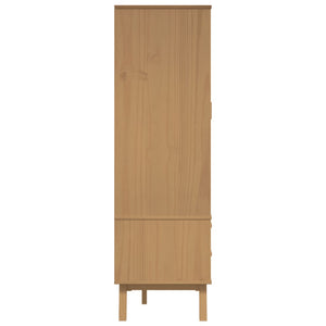 Ντουλάπα OLDEN Λευκό & Καφέ 76,5x53x172 εκ. Μασίφ Ξύλο Πεύκου - Pakobazaar