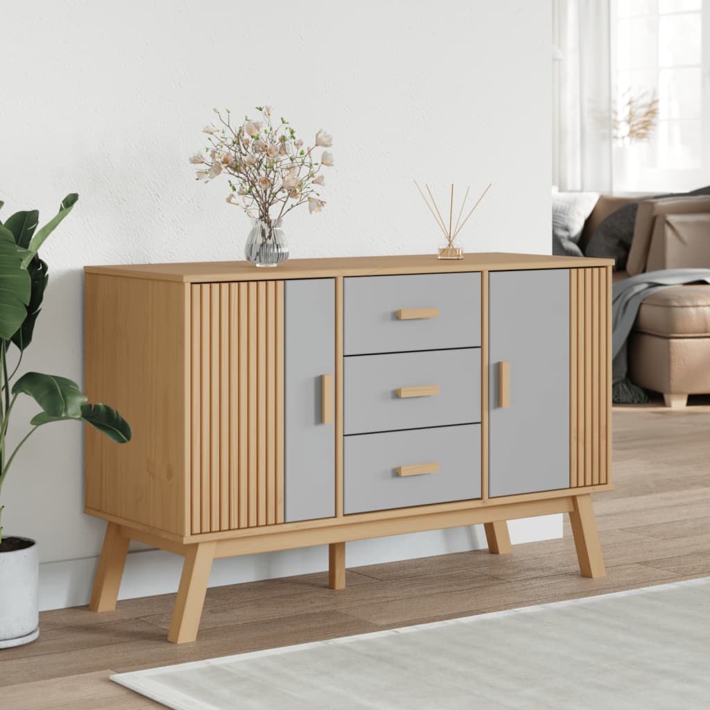 Μπουφές OLDEN Γκρι & Καφέ 114x43x73,5 εκ. από Μασίφ Ξύλο Πεύκου
