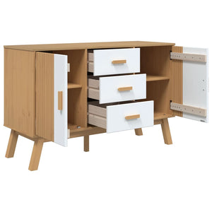 Μπουφές OLDEN Λευκό & Καφέ 114x43x73,5 εκ. Μασίφ Ξύλο Πεύκου