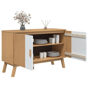 Μπουφές OLDEN Λευκό & Καφέ 114x43x73,5 εκ. Μασίφ Ξύλο Πεύκου