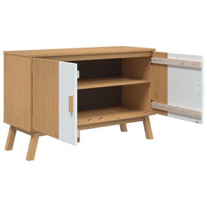 Μπουφές OLDEN Λευκό & Καφέ 114x43x73,5 εκ. Μασίφ Ξύλο Πεύκου