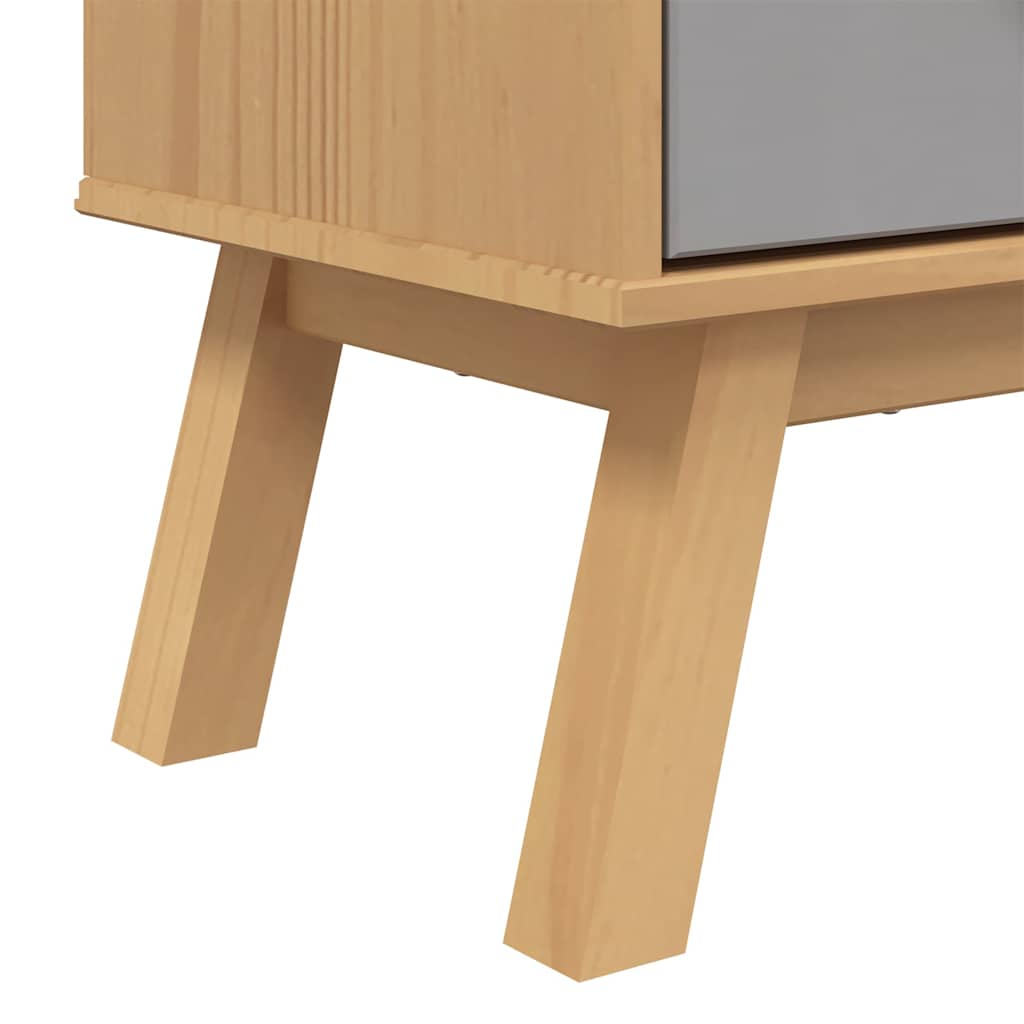 Βιβλιοθήκη 4 Επιπέδων OLDEN Γκρι/Καφέ από Μασίφ Ξύλο Πεύκου