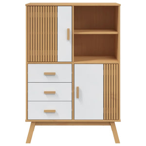 Ντουλάπι OLDEN Λευκό και Καφέ 85x43x125 εκ. Μασίφ Ξύλο Πεύκου