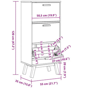 Παπουτσοθήκη OLDEN Καφέ 55x35x120 εκ. από Μασίφ Ξύλο Πεύκου - Pakobazaar