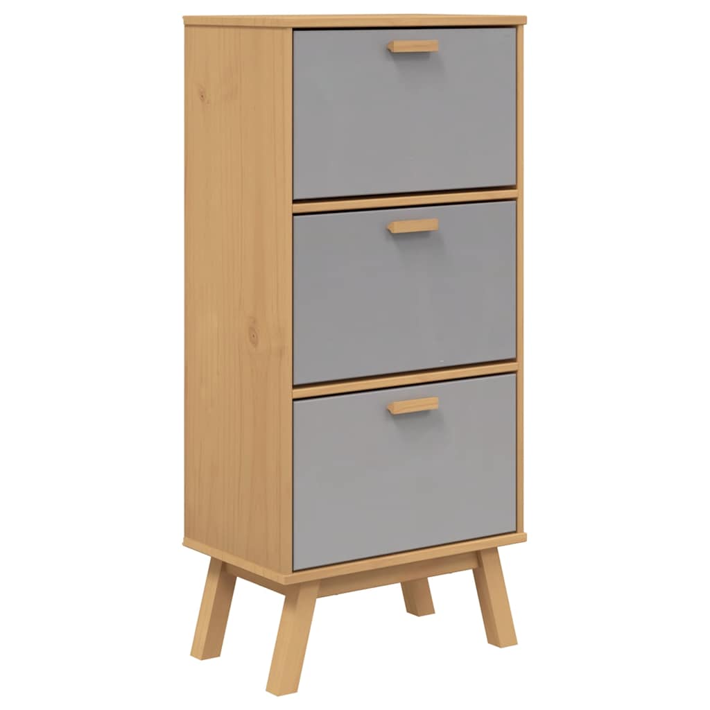 Παπουτσοθήκη OLDEN Γκρι/Καφέ 55x35x120 εκ. Μασίφ Ξύλο Πεύκου