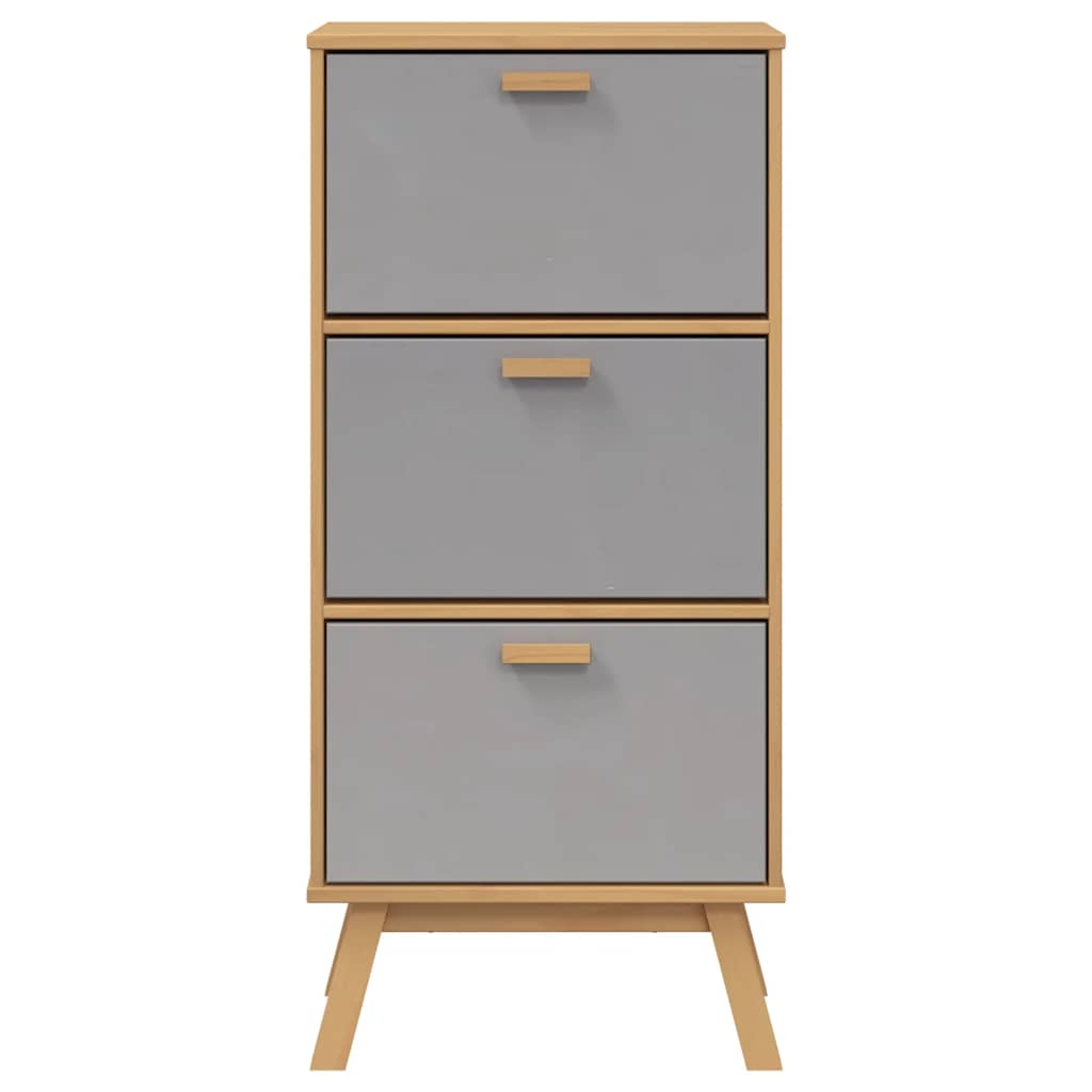 Παπουτσοθήκη OLDEN Γκρι/Καφέ 55x35x120 εκ. Μασίφ Ξύλο Πεύκου