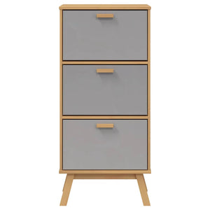 Παπουτσοθήκη OLDEN Γκρι/Καφέ 55x35x120 εκ. Μασίφ Ξύλο Πεύκου