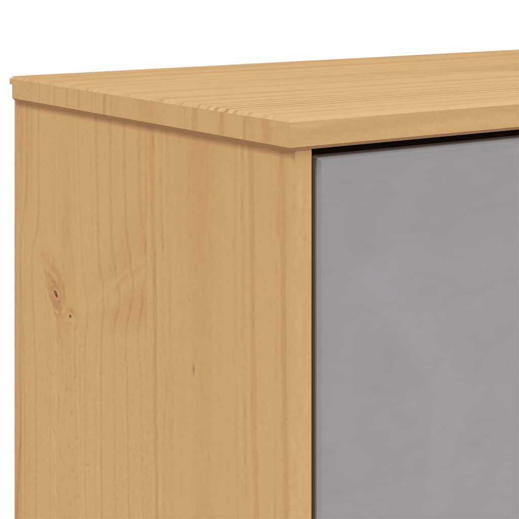 Παπουτσοθήκη OLDEN Γκρι/Καφέ 55x35x120 εκ. Μασίφ Ξύλο Πεύκου