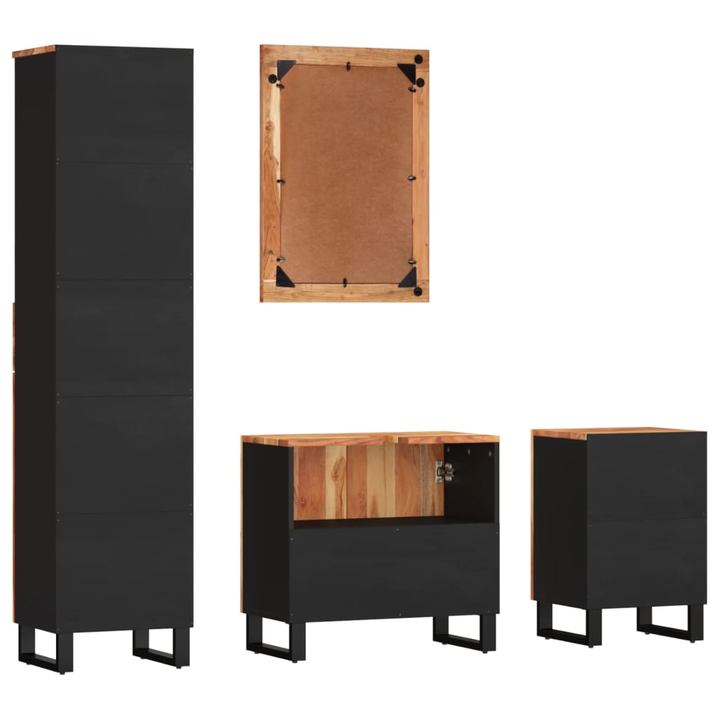 Έπιπλα Μπάνιου Σετ 4 Τεμαχίων από Μασίφ Ξύλο Ακακίας