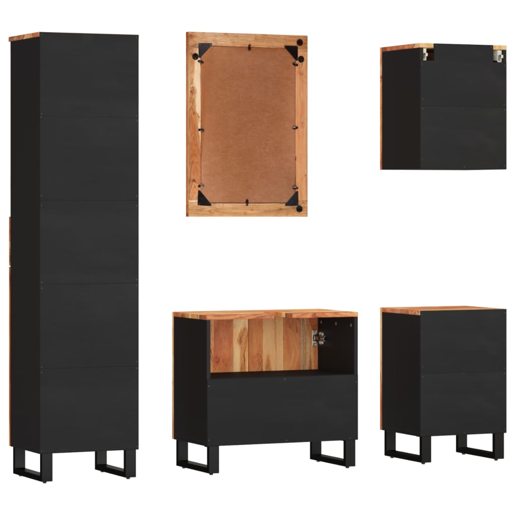 Έπιπλα Μπάνιου Σετ 5 Τεμαχίων από Μασίφ Ξύλο Ακακίας