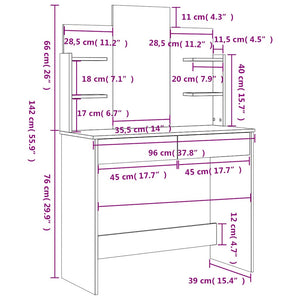 Μπουντουάρ με Καθρέφτη Λευκό 96 x 39 x 142 εκ. - Pakobazaar