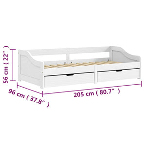 Καναπές Κρεβάτι 2 Συρτ. IRUN Λευκός 90x200εκ. Μασίφ Ξύλο Πεύκου