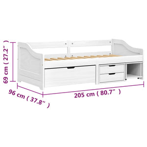 Καναπές Κρεβάτι 3 Συρτ. IRUN Λευκός 90x200εκ. Μασίφ Ξύλο Πεύκου